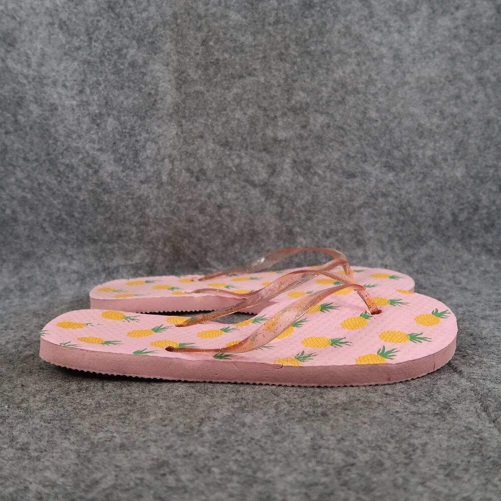 Casual Shoes Womens 7 Sandals Flip Flop Slip On Pineapple Pink Flat Summer Beach